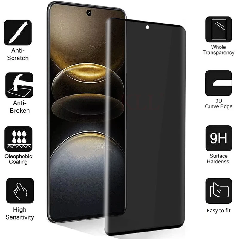 3D Curved Anti-spy Ceramic Film For VIVO X100 Ultra X90 X80 X70 Pro Plus Privacy Screen Protector for VIVO X100S Y200 Pro Film