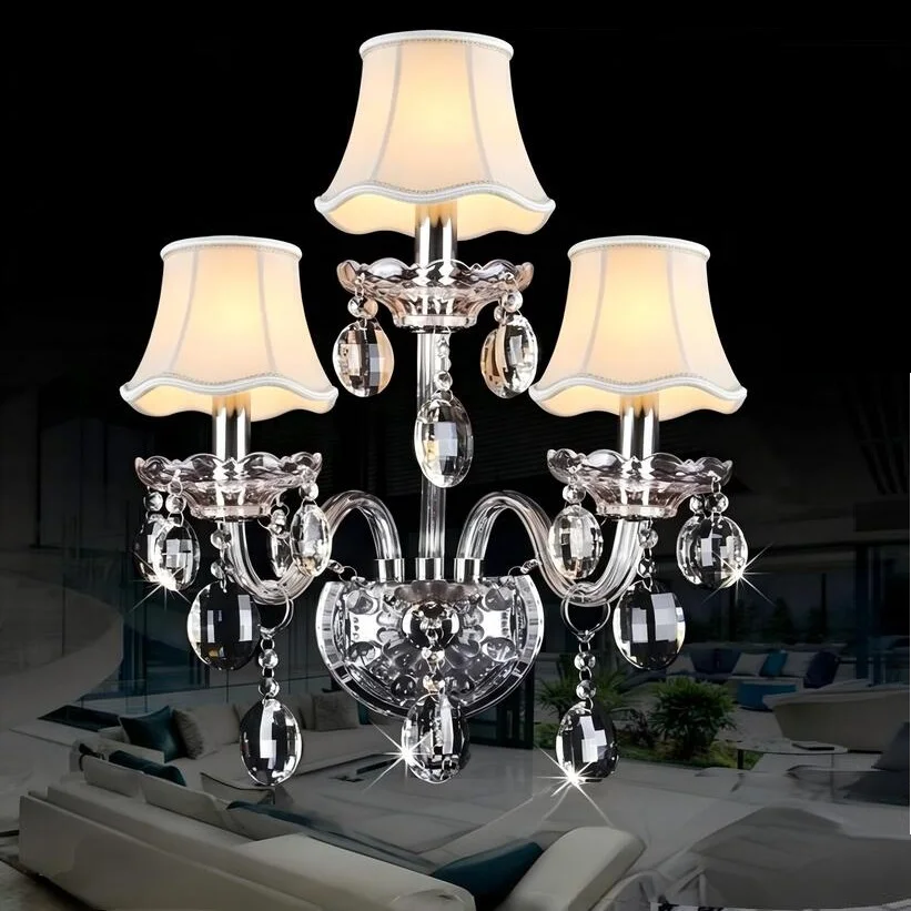 Luxury Top K9 Transparent Gold Crystal Wall Lamp Candle 1/2/3 Lights/Heads LED  Bulbs Lampshades Beside Bed Room Light