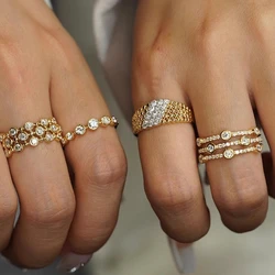 Vintage Fashion Crystal Geometric Adjustable Ring for Women 2024 New Stainless Steel Jewelry Ring Accessories Wholesale