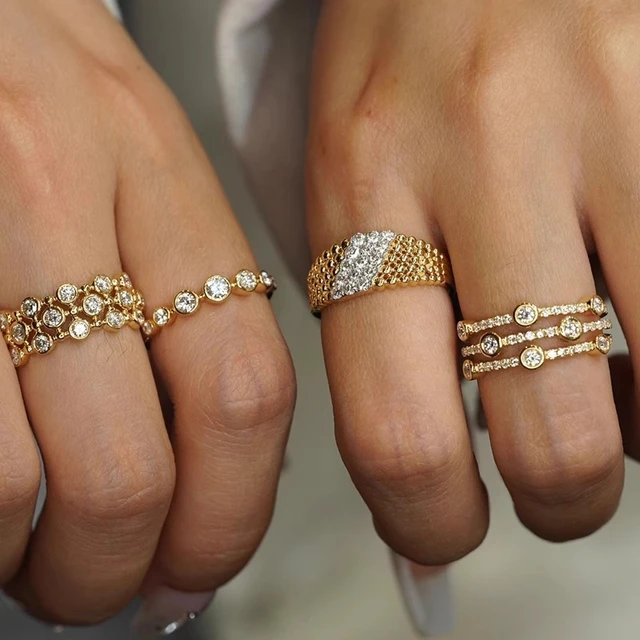 Vintage Fashion Crystal Geometric Regulowany pierścionek dla kobiet 2024 Nowa biżuteria ze stali nierdzewnej Akcesoria do pierścionków Hurtownia