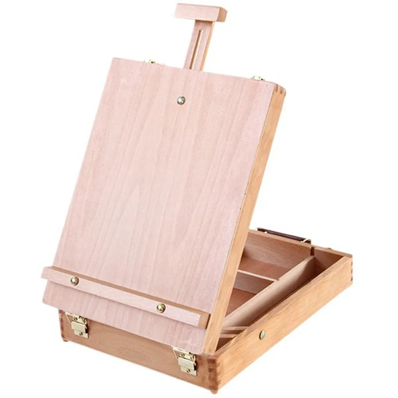 Large Adjustable Wooden Table Sketch Box Easel Desktop Sketch Box Easel for Artists Art Students and Beginners