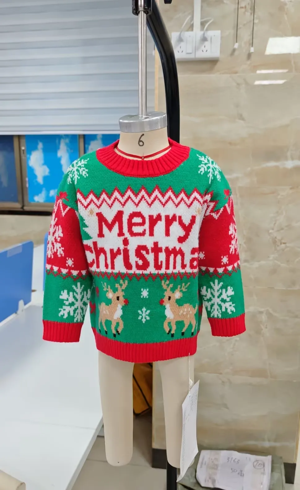 2027 New Yeas Toddler Baby Christmas Sweater Fashion Winter Xmas Warm Letters Reindeer Print Crew Neck Long Sleeve Knitted Tops