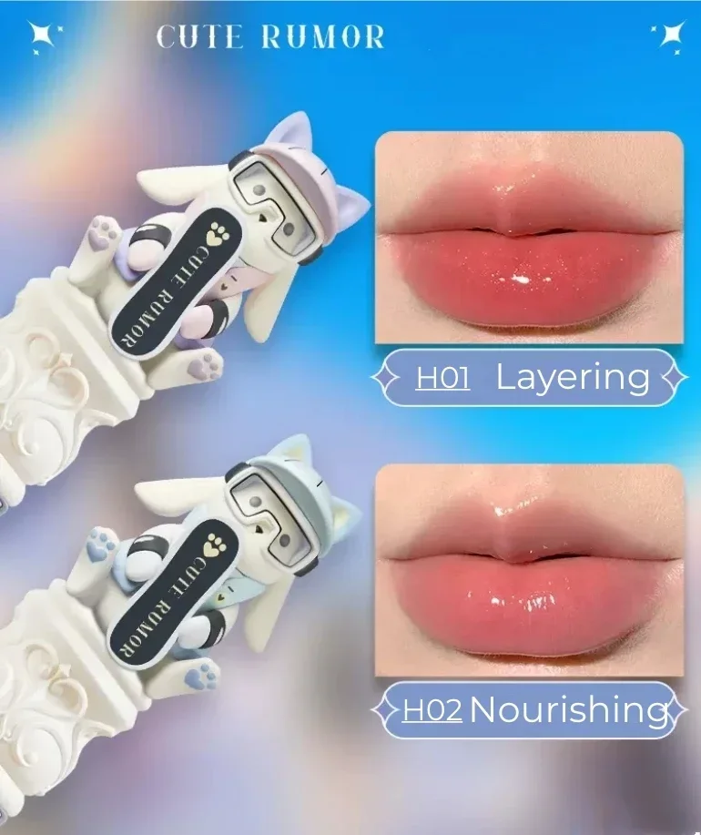 

CUTE RUMOR Ski Bunny Lip Care Serum Honey Overlay Lip Glaze Lip Oil Gift Set Hydrating Lipgloss Women Beauty Makeup