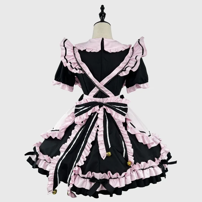 

Anime Gothic Lolita JSK Dress Short Sleeve Kawaii Bow Maid Party Dresses Cosplay Cats Girl Harajuku Cute Pink Ruffles Black