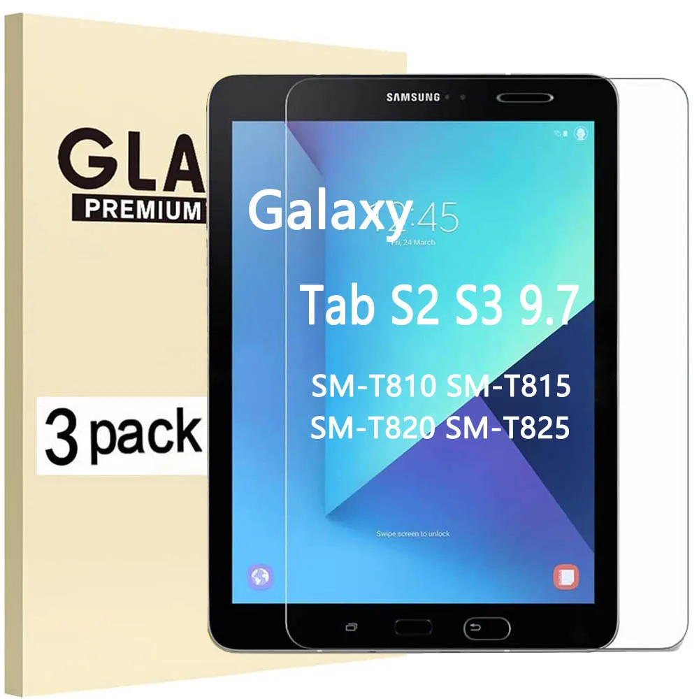 

(3 Pack) Tempered Glass For Samsung Galaxy Tab S2 S3 9.7 2015 2017 SM-T810 SM-T815 SM-T820 SM-T825 Tablet Screen Protector Film