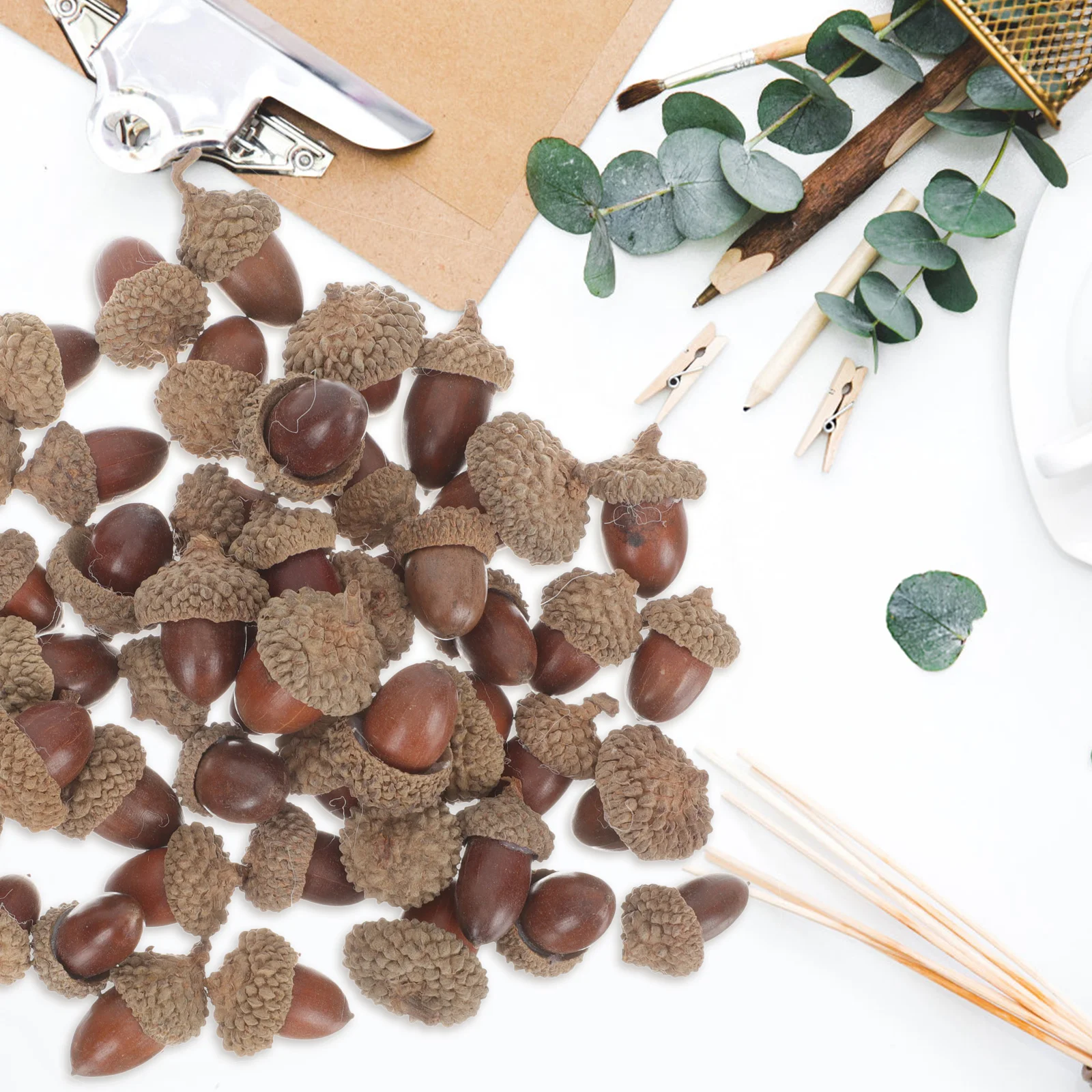 50 Pcs Artificial Acorn DIY Decor Fall Decorations for Home Dining Table Fruit Acorns Crafts Adornments