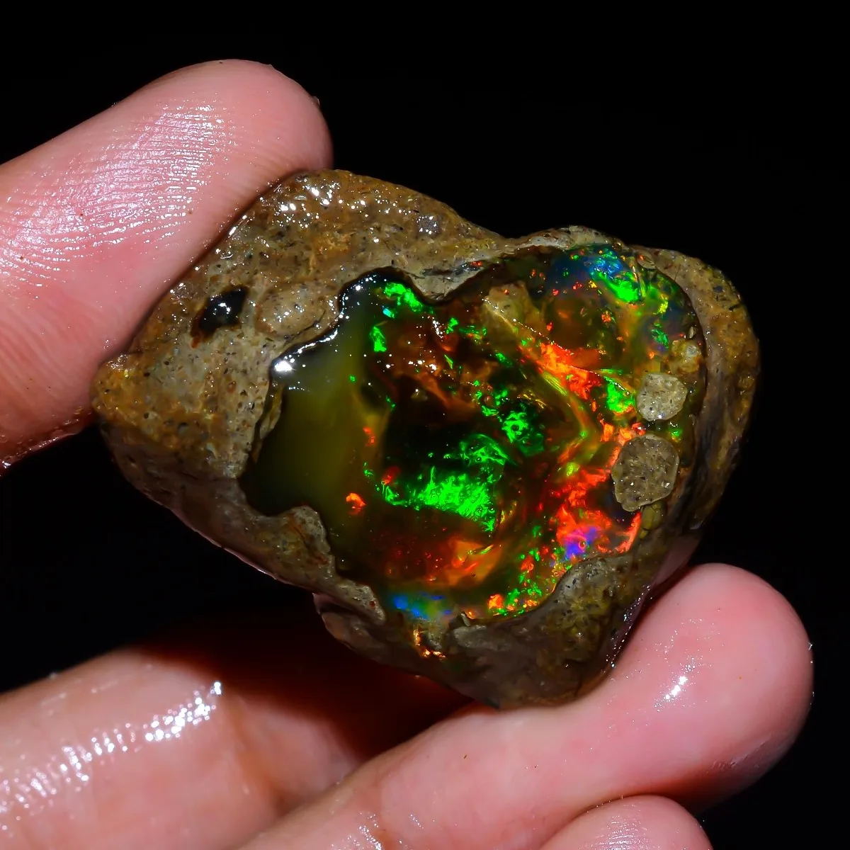 AAA+ 25-80CT Natural Ethiopian Welo Opal Rough Rainbow Flash Fire Opal Loose Stone Randomly Selected One