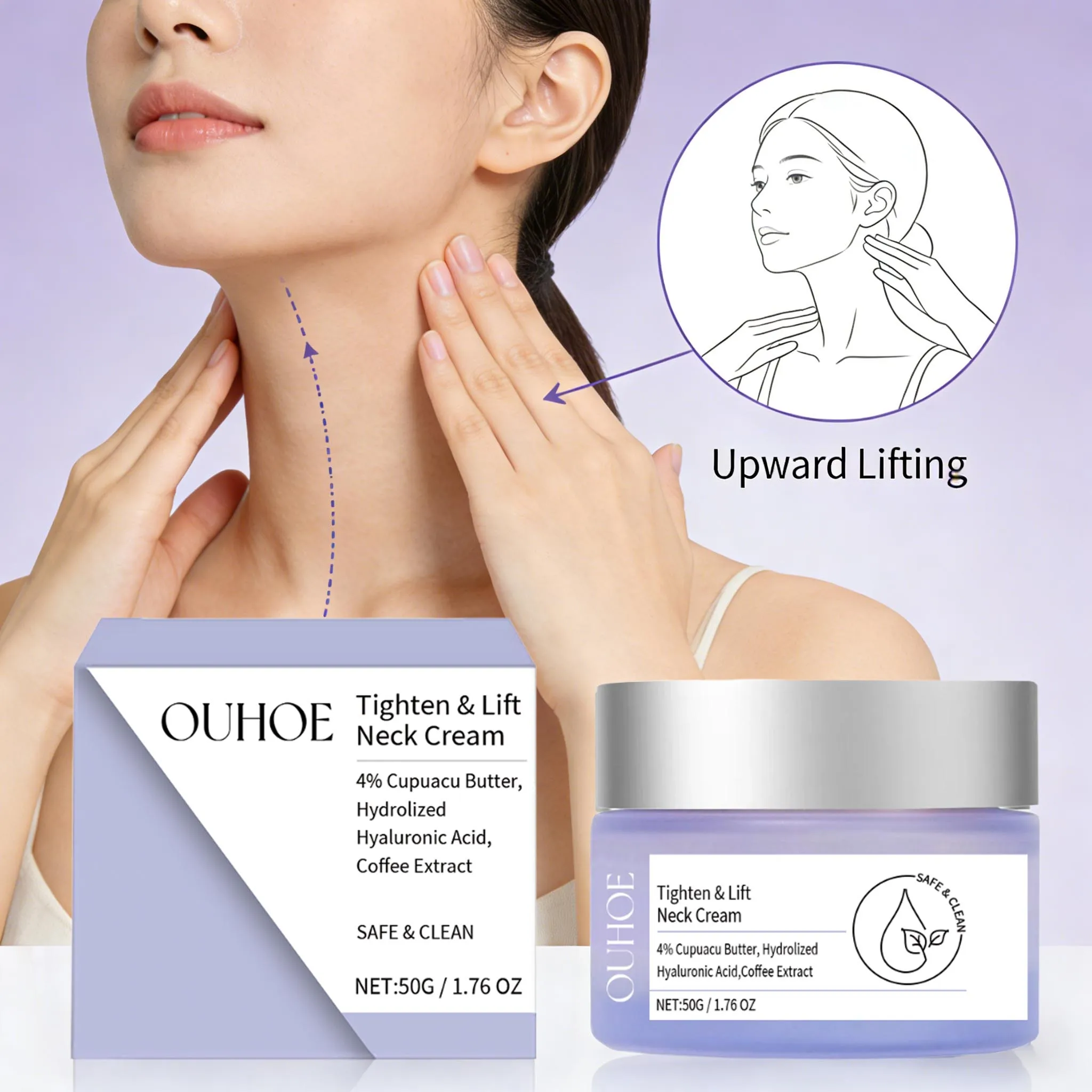 Cupuacu Butter Neck Firming Cream Coffee Extract Lifting Tightening Moisturizing Hydrating Smoothing Neck Cream Body Lotion