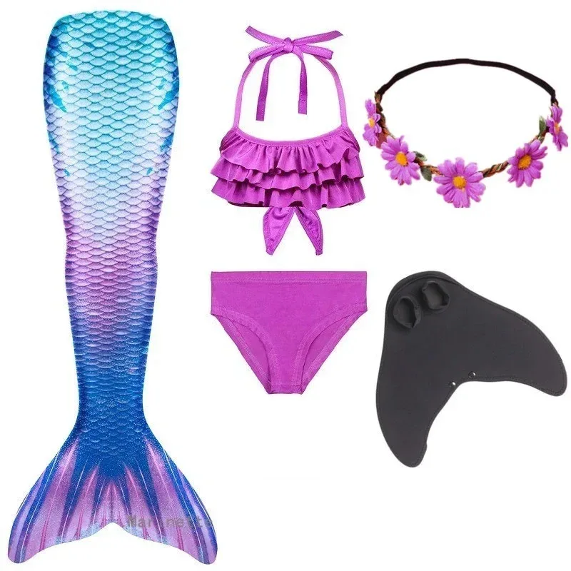Crianças meninas natação sereia cauda traje cosplay crianças princesa festa fantasia maiô pode adicionar monofin fin natal gdk