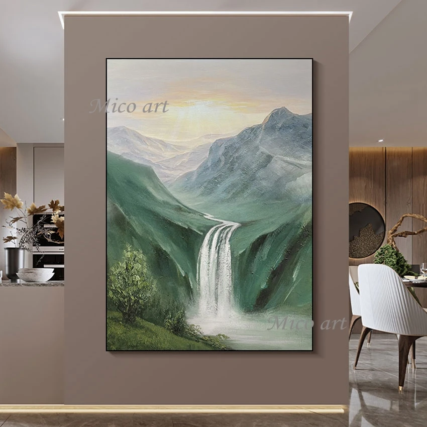 

Acrylic Abstract Waterfall Landscape Oil Painting 3D Design Scenery Unframed Modern Canvas Art Hotel Wall Decoration Artwork