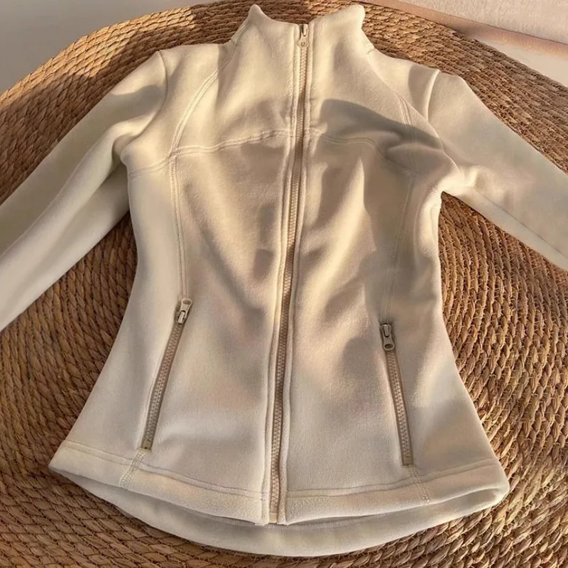 Slim Fleece Fleece Jacket Women's 2026 New Autumn and Winter Fleece Sweater Sports Top Double Sided Austrian Fleece