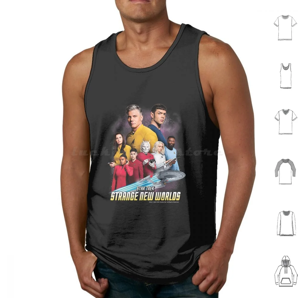 New Worlds Tank Tops Print Cotton Star Star Partner Program Startrek Theoretical Series Original Series Kirk Spock Pill