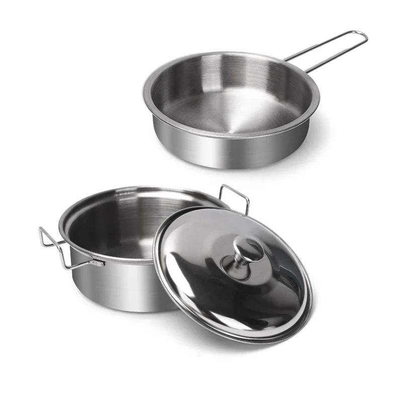 Stainless Steel Kids Kitchen Toy Set with Real Metal Cooking Utensils Pots Pans - Pretend Play Accessories for Kid Birthday Gift view 5