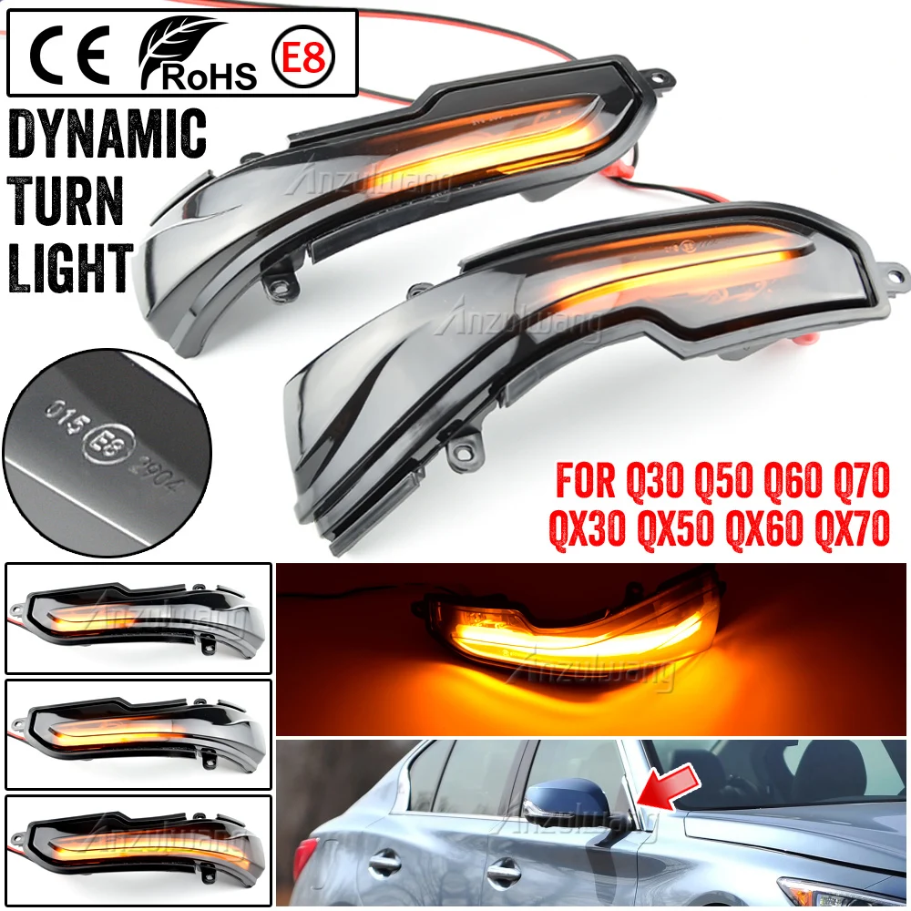 2x Car Side Mirror Blinker Indicator Lamp LED Dynamic Turn Signal Light for Infiniti Q30 Q50 Q60 Q70 QX30 QX50 QX60 QX70 Skyline - Image 4