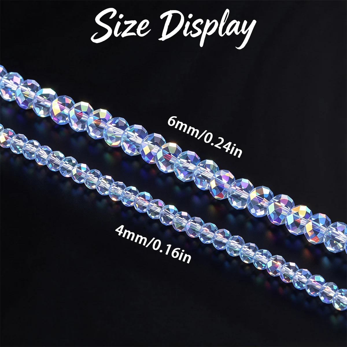 4/6mm 95/148pcs Glass Premium Flat Crystal Light Blue Spacer Loose Beads For Jewelry Making DIY Bracelets Necklace Accessories