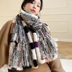 New Colorful Mink Woven Scarf Thickened Women's Shawl Warm Fish Tail Elegant Fur Fashionable Design Scarf