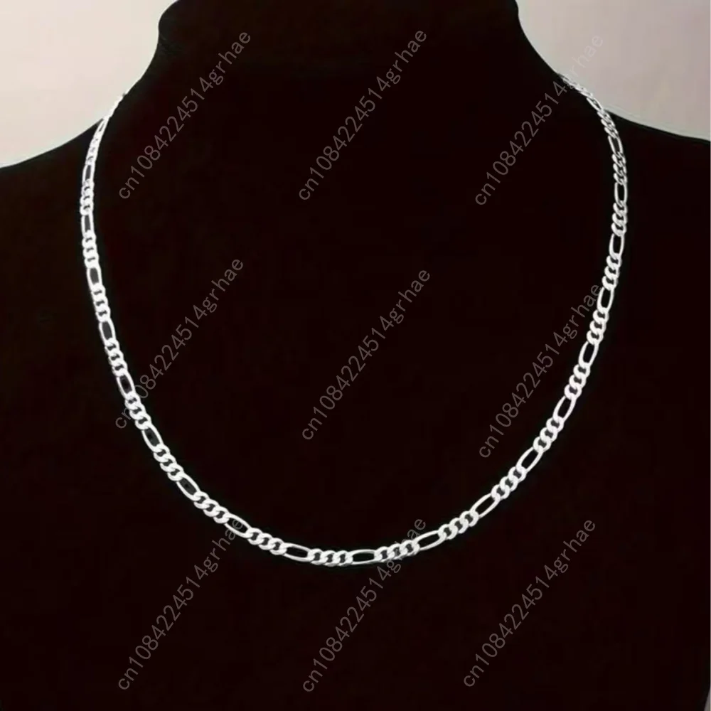 Collana in argento sterling 925, collana cubana hip-hop per uomini e donne 16 pollici - 30 pollici, collana semplice di gioielli di moda