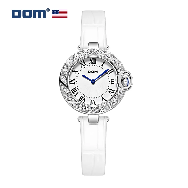 

DOM brand Ladies watch luxury fashion casual quartz unique fashion diamond craft simple watch leather ladies sports watch G-1368