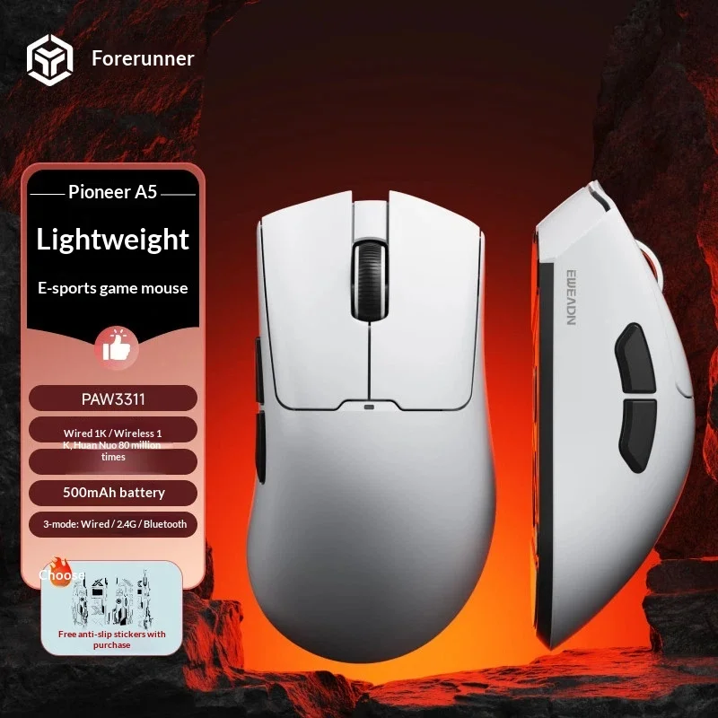 Eweadn A5 Wireless Gaming Mouse Paw3395 26000 Dpi 650 Ips 50g Lightweight Ergonomic For Large Hand Bluetooth Wired Office