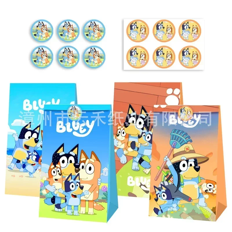 2024 New Anime Surrounding Bluey Creative Cute Candy Gift Bag Birthday Party Candy Popcorn Festival Gift Packaging Paper Bag