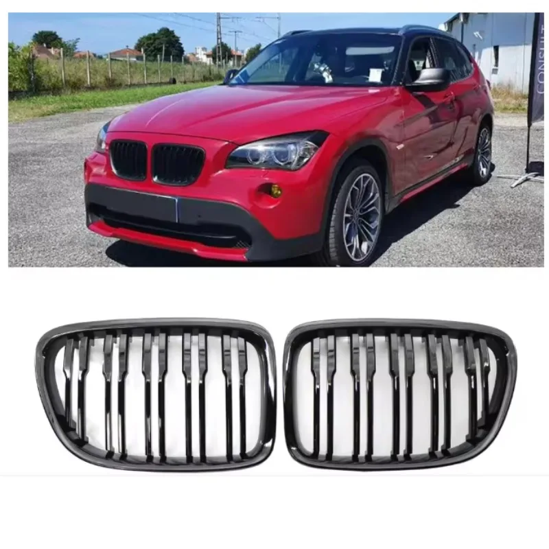 

1Pair Glossy Black/Matte Black Car Front Kidney Grilles Racing Grill for BMW X1 E84 2010-2015 Dual Line Double Slat Auto Styling