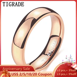 Tigrade Women Ring Titanium 18K Rose Gold Plated Polished 2/4/6mm Classic Rings for Male Female Wedding Engagement Band Couple