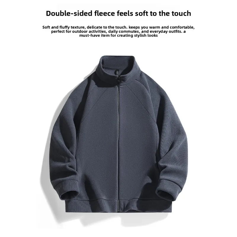 

Men's Thermal Cotton Jacket Men's Spring and Autumn Comfortable Fashionable Jacket Autumn Stand-up Collar Zipper Cardigan Jacket
