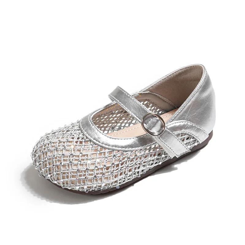 girls-round-toe-hollow-rhinestone-sandals-2026-summer-kid's-mesh-breathable-flat-shoes-baby-comfort-casual-anti-slip-outdoor