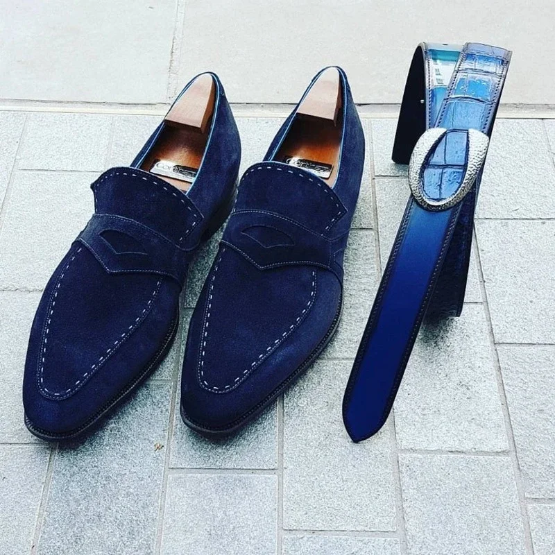 New Black Flock Loafers Breathable Slip-On Casual Shoes Handmade Men Dress Shoes Zapatillas De Hombre