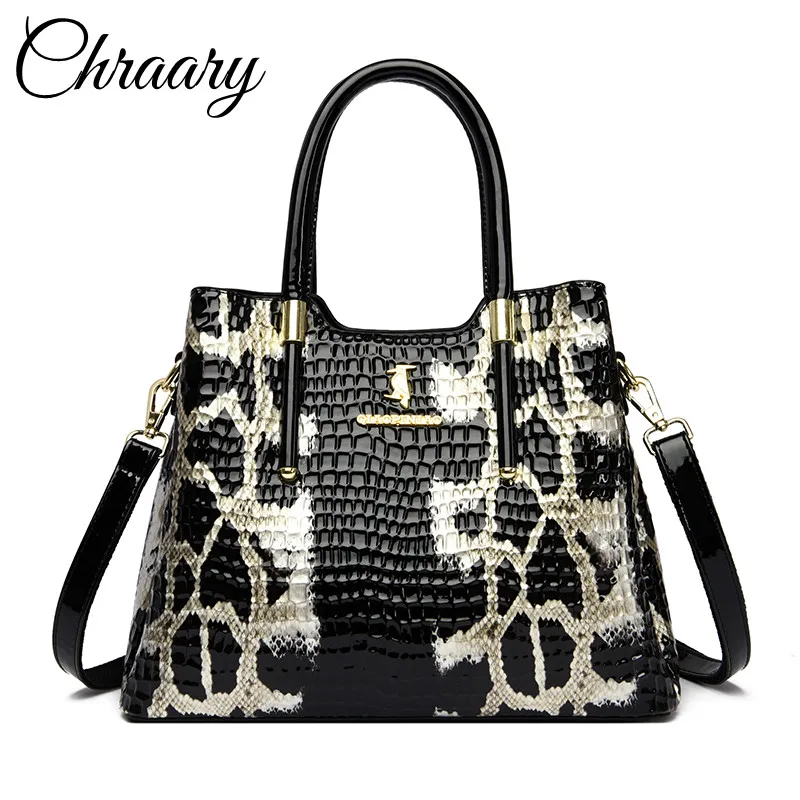 

Luxury Brand Designer Shiny Graceful Crocodile Snakeskin Grain Women Leather Bag Embossed Cross Body Handbags Large Casual Totes