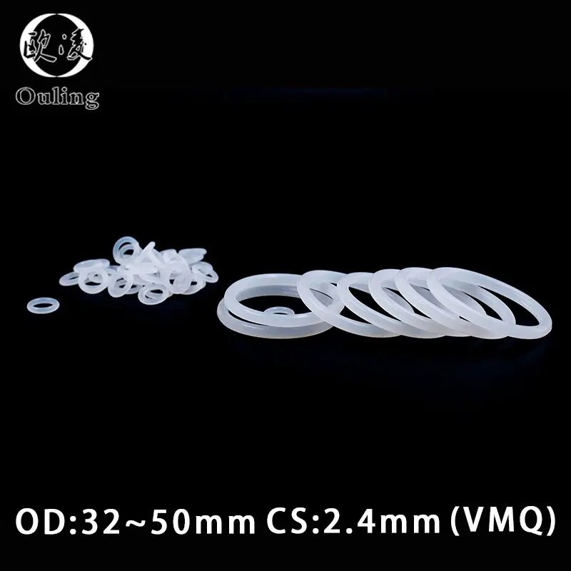 10PCS/Lot White VMQ O‑Ring CS2.4mm OD31-50mm Good Elasticity Silicone Rubber Gasket Washer For Machinery Plumbing Sealing