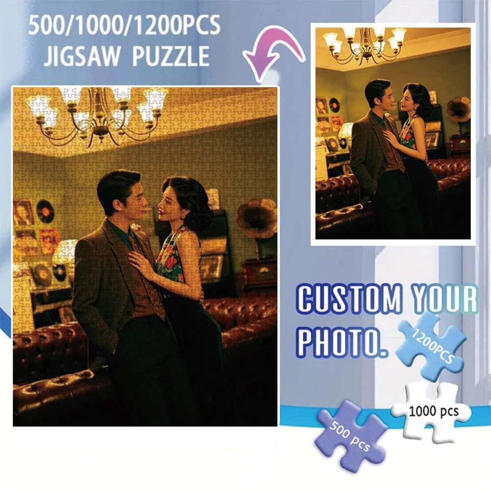 35/300/500/1000pcs Personalized Custom Photo Puzzle Couple Photos Customize Jigsaw Puzzle For CouplesCouples Family Christmas