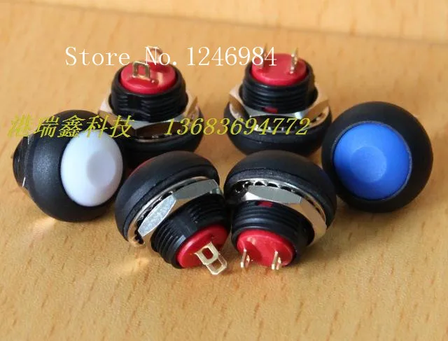 [SA]M12 waterproof switch reset button Taiwan Deli Wei PAS6 green plastic round without lock button normally open switch--50pcs/