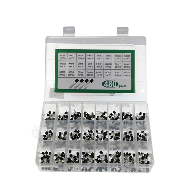 Transistor à diode TO-92, tube en silicium PNP NPN, haute et basse fréquence, 20 pièces chacune des 24 spécifications, 480 pièces