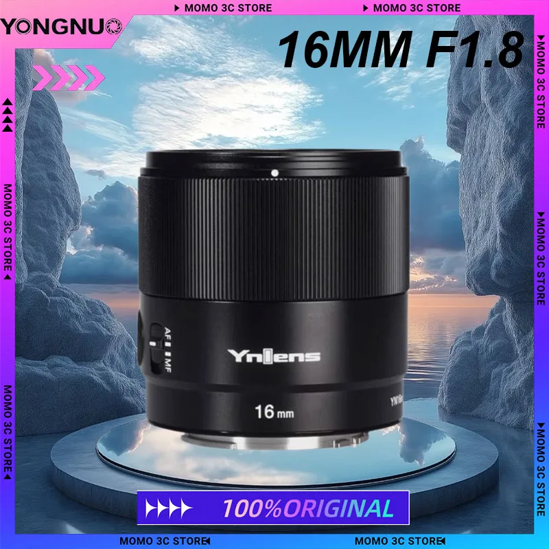 YONGNUO 16mm F1.8 Prime Lens Ultra Wide Angle Camera Lens Autofocus Lens for Sony E-port Aps-C Half Frame Mirrorless Camera