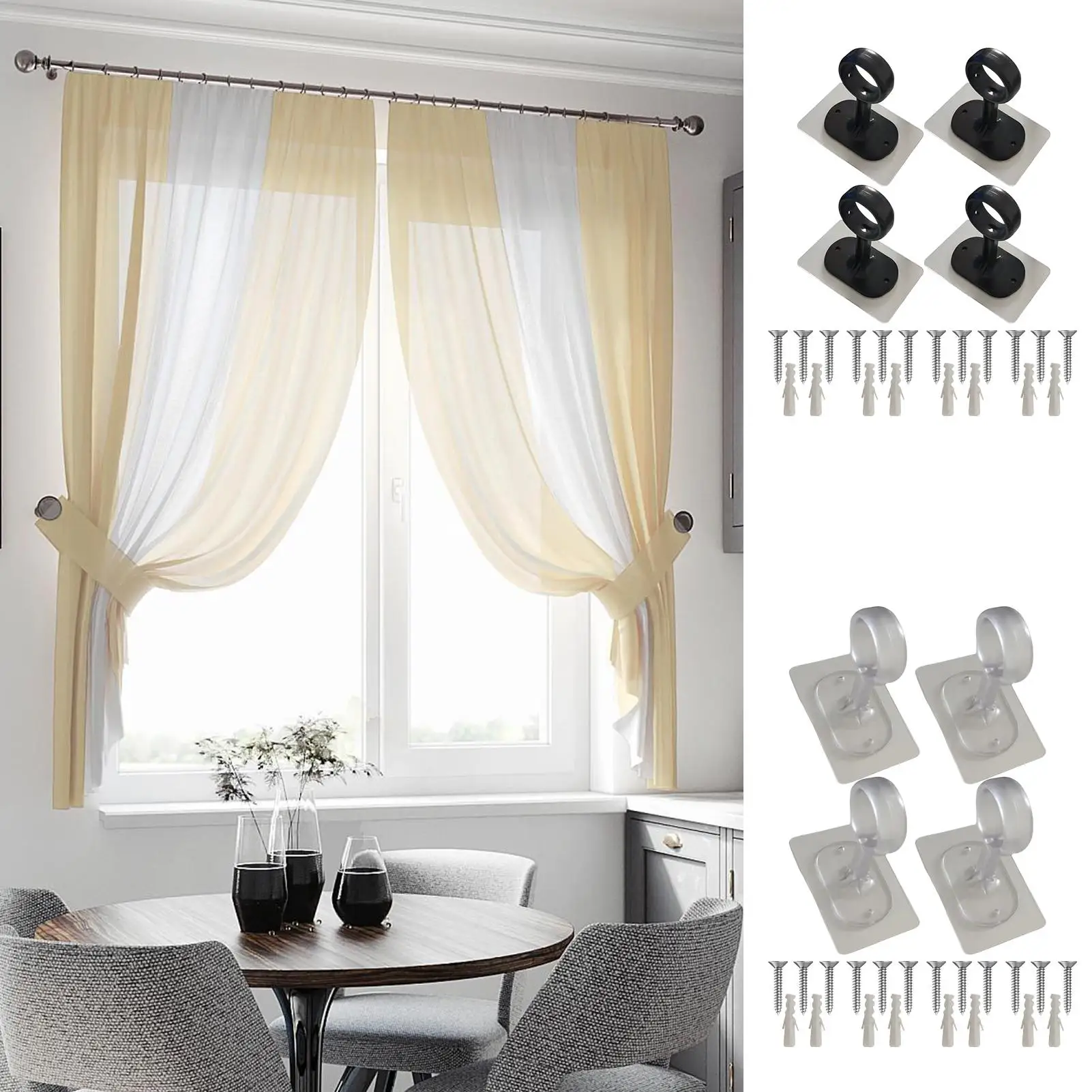 Ceiling Drape Rod Brackets Closet Drape Rod Hangers For Ceiling 4 Pieces Strong Hold 25–32 Mm Fit Accessories For Bedroom