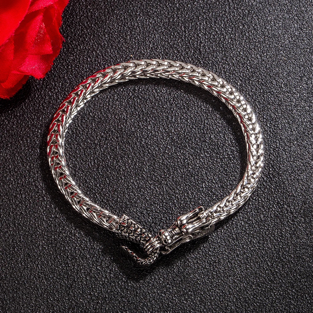 Vintage Dragon 925 Sterling Silver 5MM Thai Chain Bracelet Hip Hop Necklace for Men 7-9 InchSpecial Birthday Jewelry Gift Women