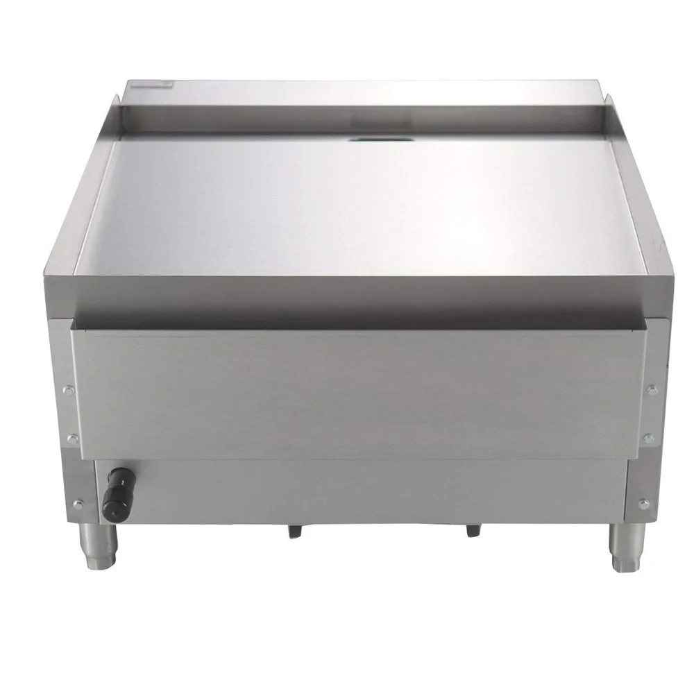 

24 Inch Stainless Steel Countertop Griddle Flat Top Grill with Adjustable Legs Grease Drawer Manual Food Truck Hot Plate
