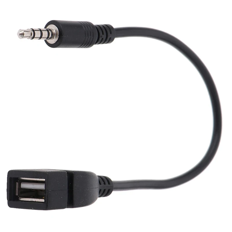 Cable de Audio auxiliar a USB para coche, dispositivo electrónico para reproducir música, convertidor de auriculares USB, color negro, 3,5mm