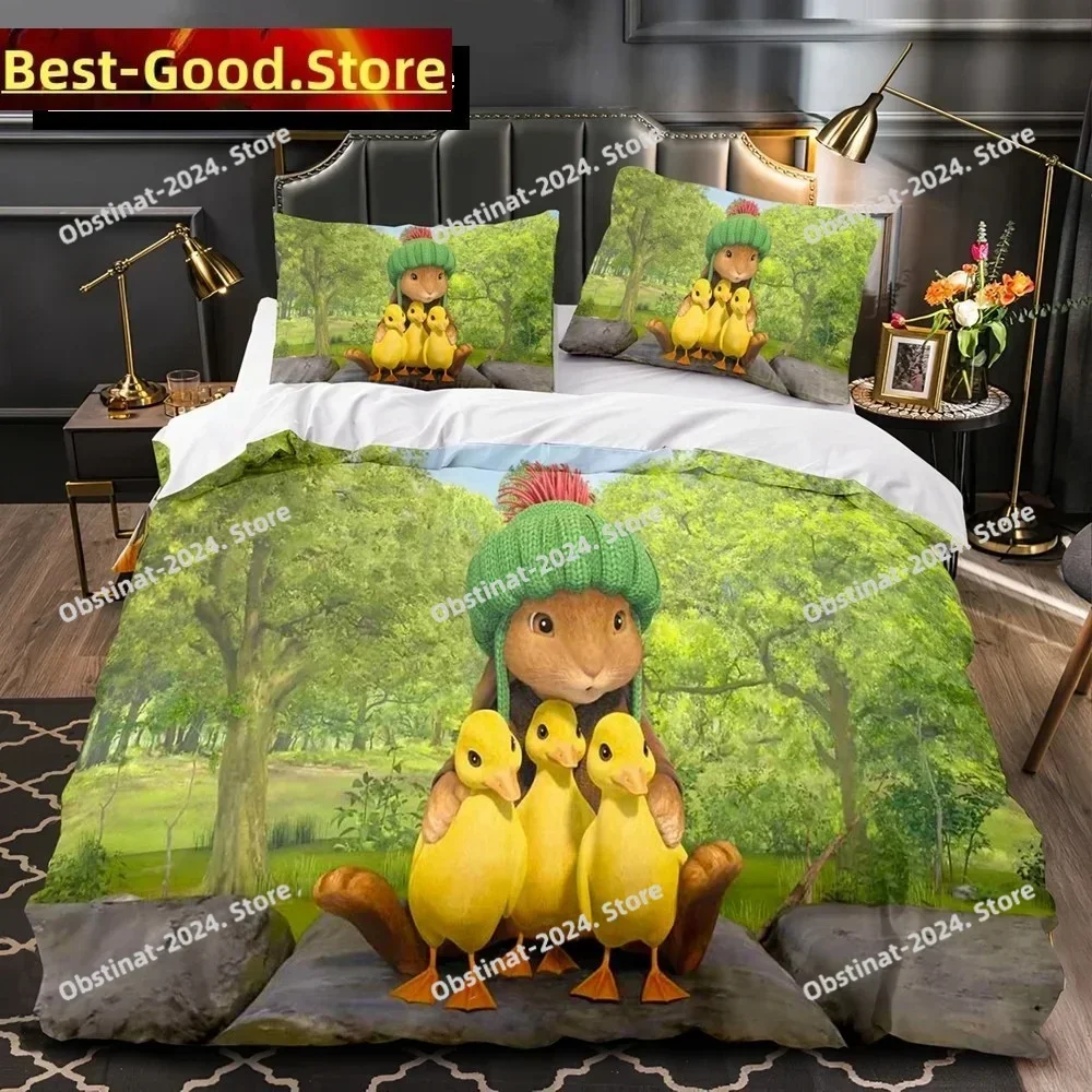 3D Fashion Cartoon Peter Rabbit Bedding Set Printed single Comforter Quilt Duvet Cover Pillow Case 3 Pieces Sets Kids Adult Size