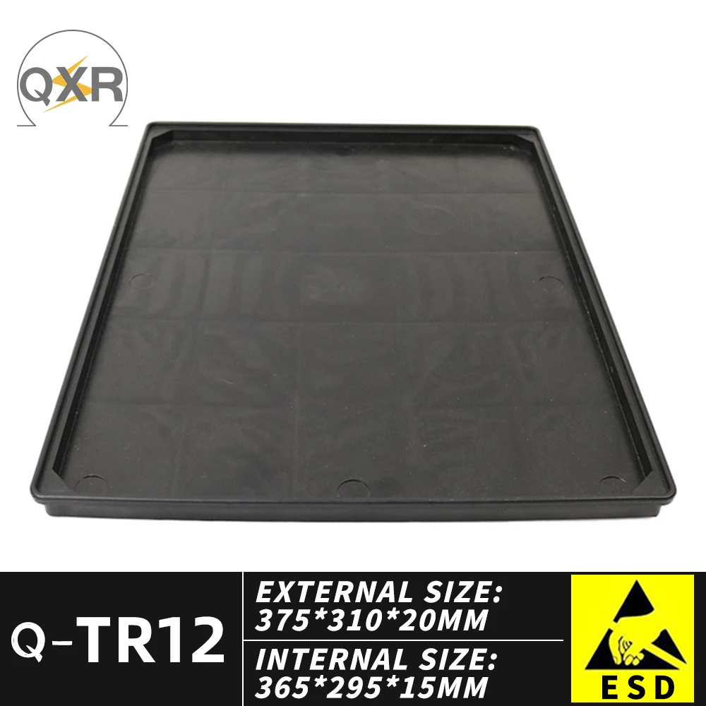 Q-TR12 ESD Tray 375x310x20mm The inner C-corner design allows for the stable stacking Used in conjunction with automated equipme