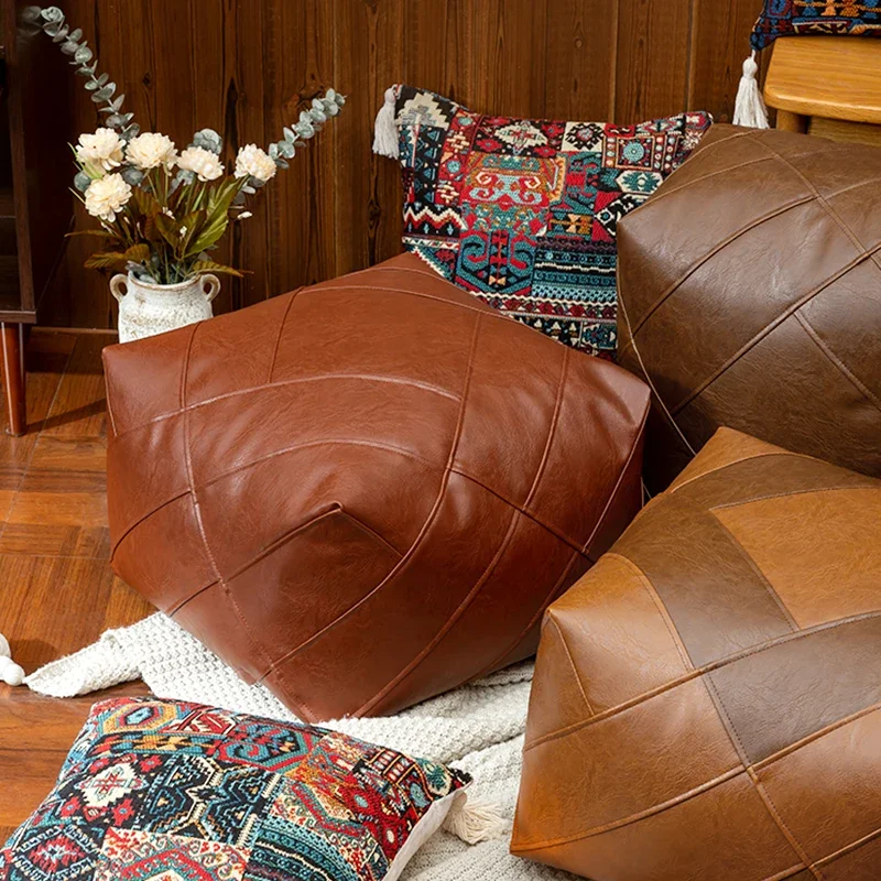 American storage stool multi-functional two-in-one futon leather home bedroom living room tatami lazy stool shoe changing stool