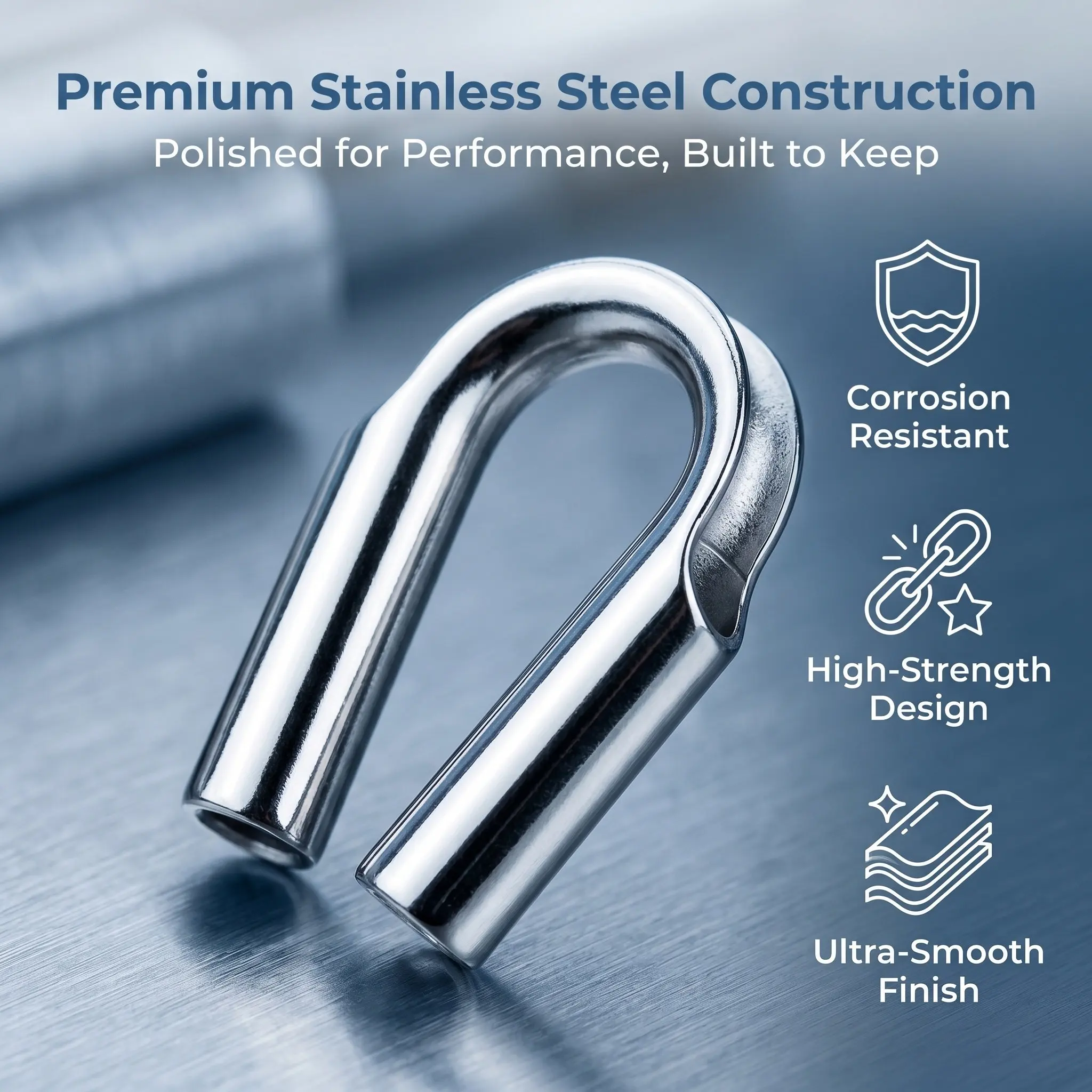 4Pcs Stainless Steel Wire Rope Thimbles Heavy Duty Cable Fixing Workpiece for Rigging Marine Construction Crane Lifting Chicken