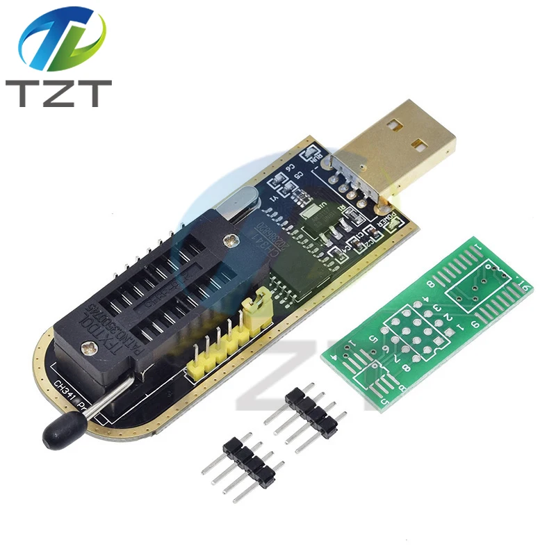 TZT CH341A CH341B 24 25 Series EEPROM Flash BIOS USB Programmer Module + SOIC8 SOP8 Test Clip For EEPROM 93CXX / 25CXX / 24CXX