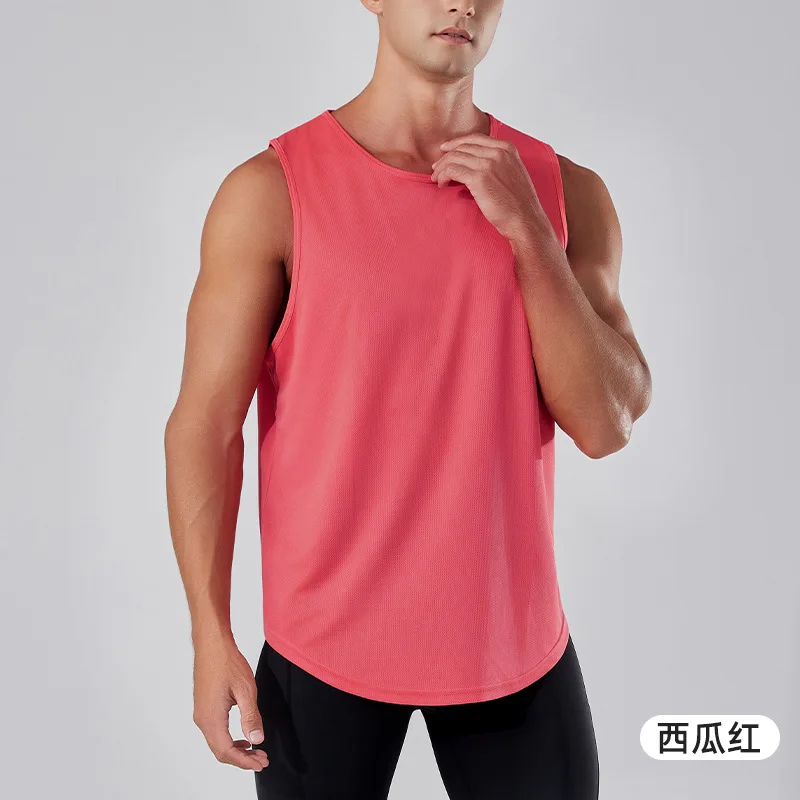 

Summer Men's Ice Silk Sleeveless T-Shirt Lightweight Quick-Dry Breathable Loose Vest