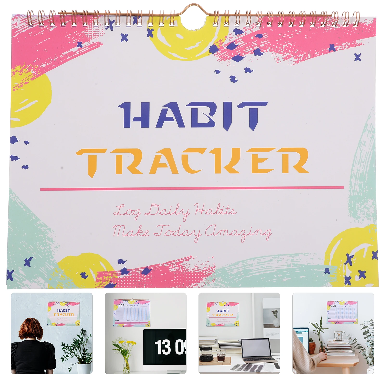 

Habit Tracker Journal No Date Planner Schedules Goal Large Goals Workout Fitness Paper Calendar Simple Practical Yellow