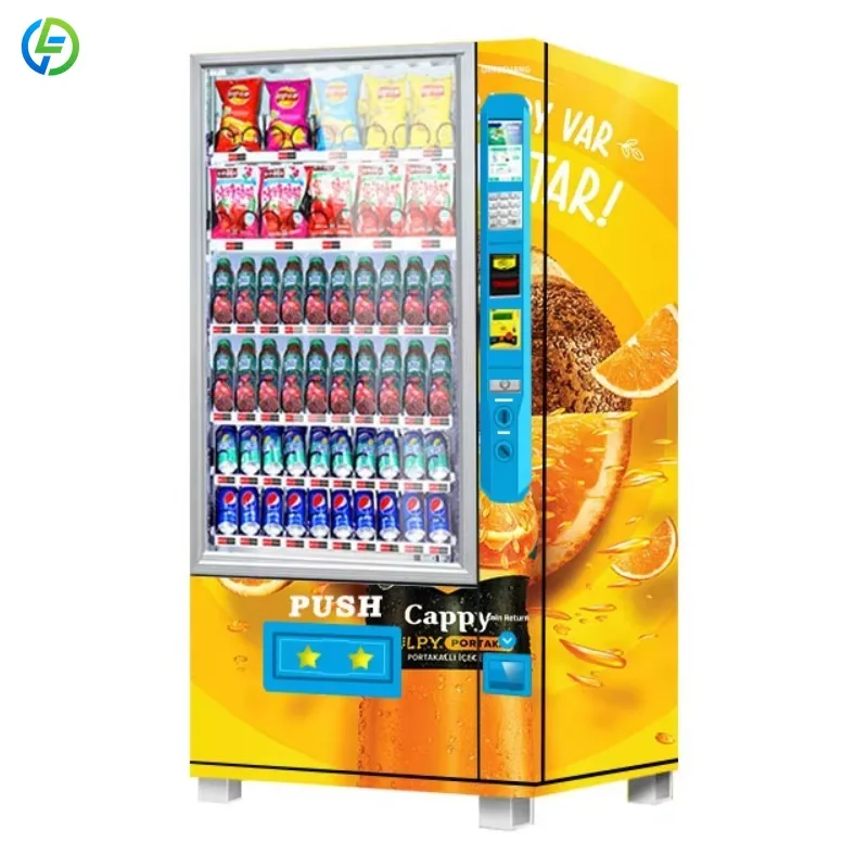 Commercial Snack Vending Machine with QR/Cashless Payment Coin Change Return 22-inch Touch Screen & Remote Monitoring Customized