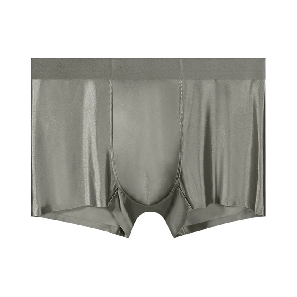 

Men Glossy Satin-like Fashion Casual Boxer Briefs Shorts Underwear Ice Silk Seamless U Pouch Four Corners Panties