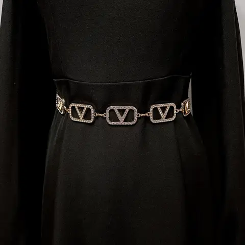 Mode nieuwe metalen dames taille ketting riem ontwerp verstelbare duurzame retro taille ketting goud/zilver gesneden ketting riem