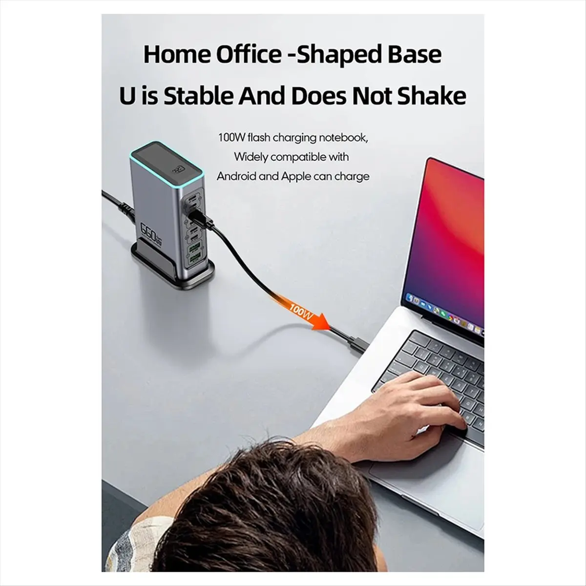 

Зарядное устройство A32M 660W GaN USB-C, быстрое настольное, 8 портов USB Type-C PD 3.0, для iPhone 16/15, для Samsung, вилка US-PLUG